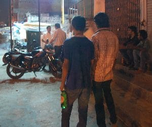 people drink at road side