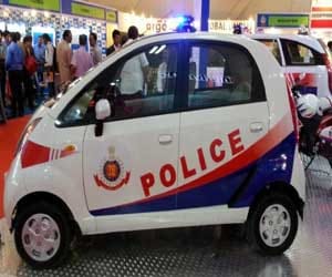 tata Nano showcased as Delhi Police PCR Vehicle at Security Expo