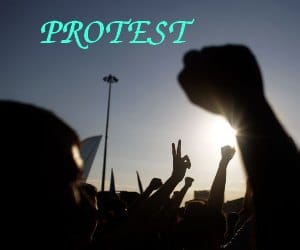 protest outside of health house