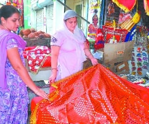 Navratri tomorrow , markets and temples now decorated
