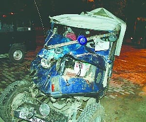 roadways bus crushed police jeep