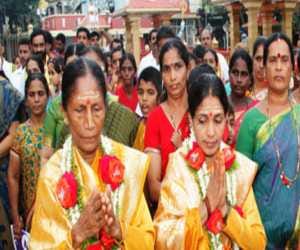 two hindu woman become priests in old hindu temple