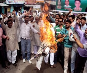 supporters effigy of MLA