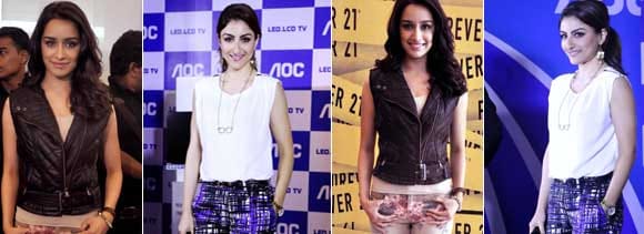 shraddha kapoor and soha ali khan in printed pants