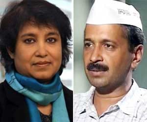 taslima criticized kejriwal for meeting with tauqeer raza  