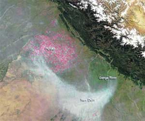 nasa released image of smog in north india