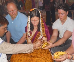 young foreign woman loved Indian grooms