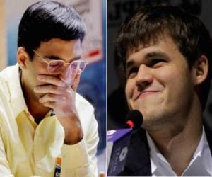 world chess: Anand plays draw to carlson in 4th game.