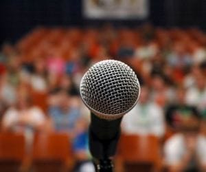 press conference of businessmen