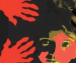 young girl afraid from father