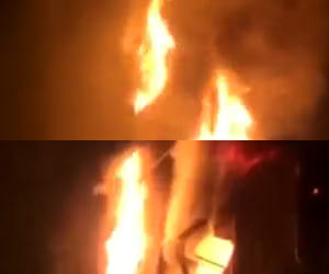 boy caught fire