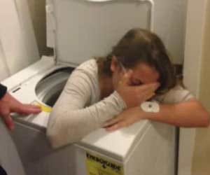 Girl gets stuck in WASHING MACHINE
