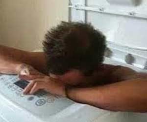  man gets stuck in washing machine