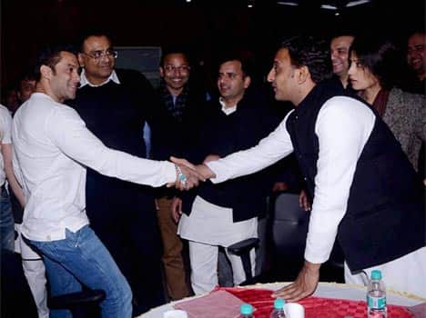 salman, madhuri defend saifai performance, donate rs 25 lakh