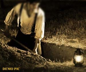 Murder mystery: Dug grave for corpse