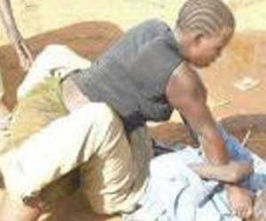 woman beats husband
