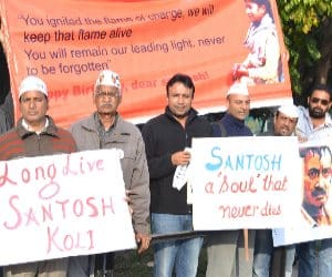 tribute to aap leader santosh kohli, Candle March