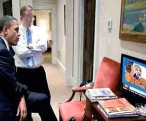 Barack Obama watching Narendra Modi speech on TV? 