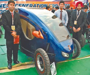 family solar car in auto expo 2014
