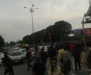 computer teacher on strike, traffic jam in mohali