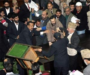 chaos at jammu legislature