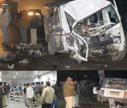 Bus and truck collided in Karnal
