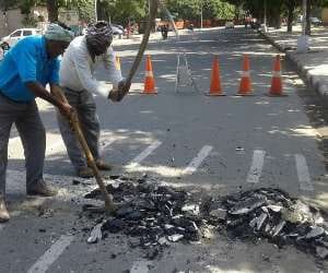 municipal Broken dangerous speed-breaker