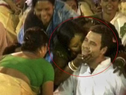 woman burnt alive who kissed rahul gandhi on cheek