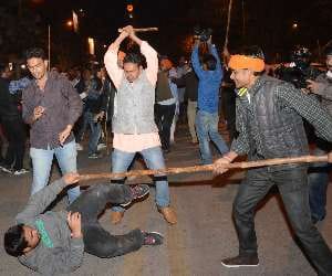 AAP BJP workers fight for politics