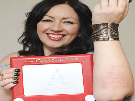 etch a sketch on this lady and it would vanish