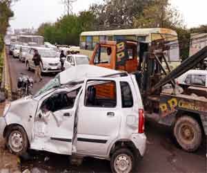road accident in Banud Four killed, including ASI