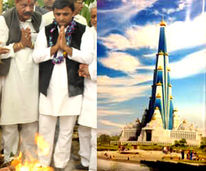 akhilesh laid foundation of the highest temple