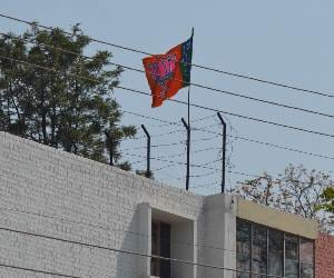 Political Flags on Buildings of Chandigarh