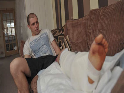 man life saved by his steel toe shoes
