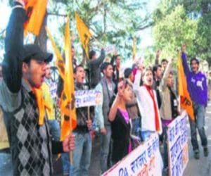 three abvp workers suspended at sanjauli college