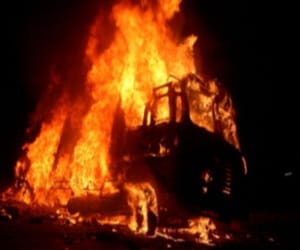 after accident truck driver burned alive 