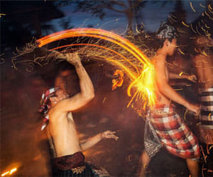 indonesian tradition to lash out with fire for purity of souls