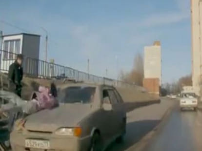 women hitted by a speeding car