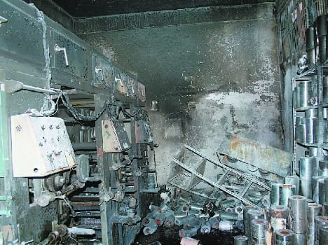 short circuit in factory, Goods wotrh millions turn to ash