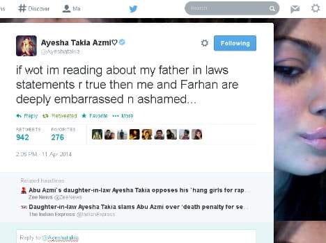 aiyesha takia slams father in law abu azmi