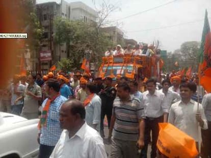 rajnath singh road show in lucknow