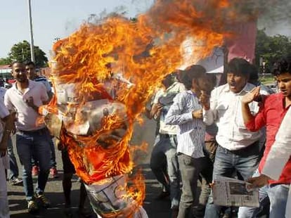 Protest by Dalit Samaj against Baba Ramdev