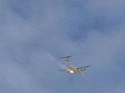 plane caught fire