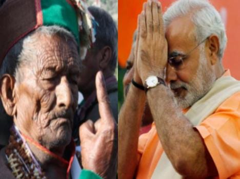 Shyam Saran Negi cast his vote at Kalpa, Himachal