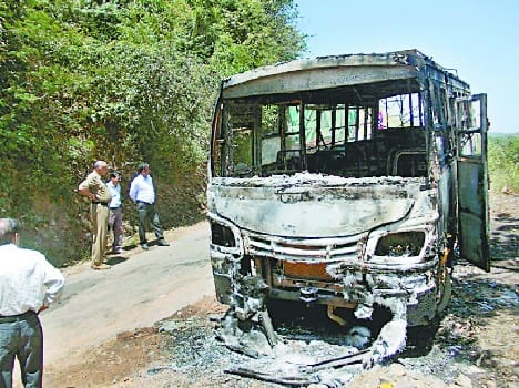 Punks set school bus on fire