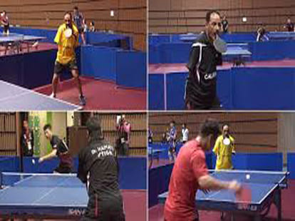 man who plays table tennis with his mouth
