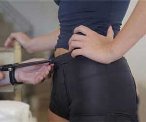 woman hiding gold in undergarments