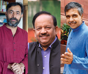 yogendra yadav harshvardhan and sandeep dixit attacks on congress