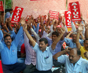 people protest against administration in gurgaon
