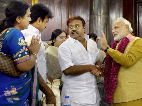 Narendra modi meets DMDK chief Vijayakanth